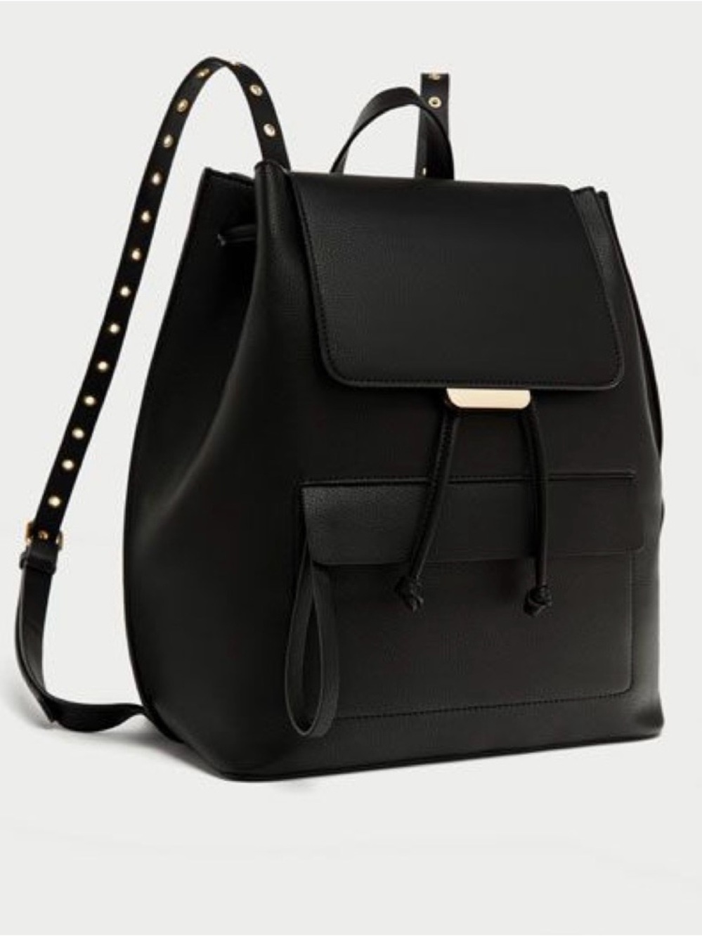 Zara Black Women's Backpack with Gold Accent